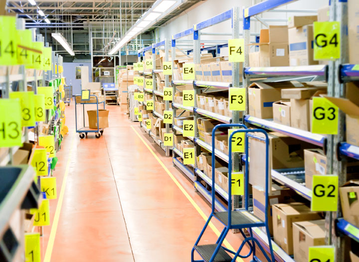 Stockroom organised for picking and despatch  