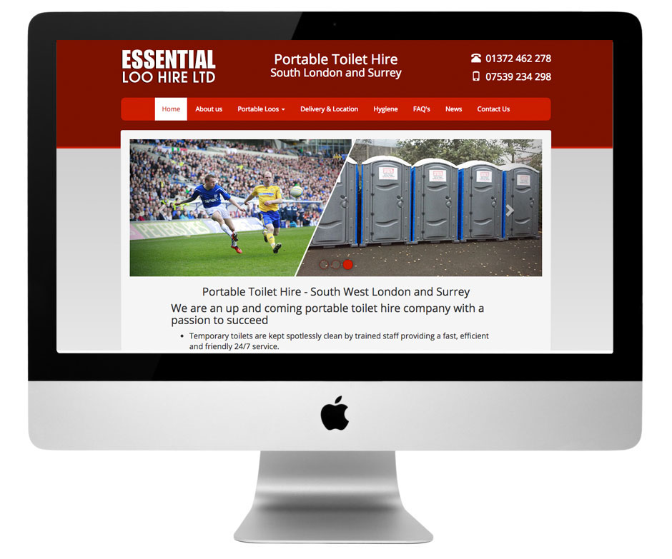 Mobile responsive website design for a Surrey based portable toilet hire company