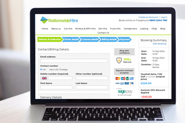 Commercial Vehicle Hire Ecommerce website development